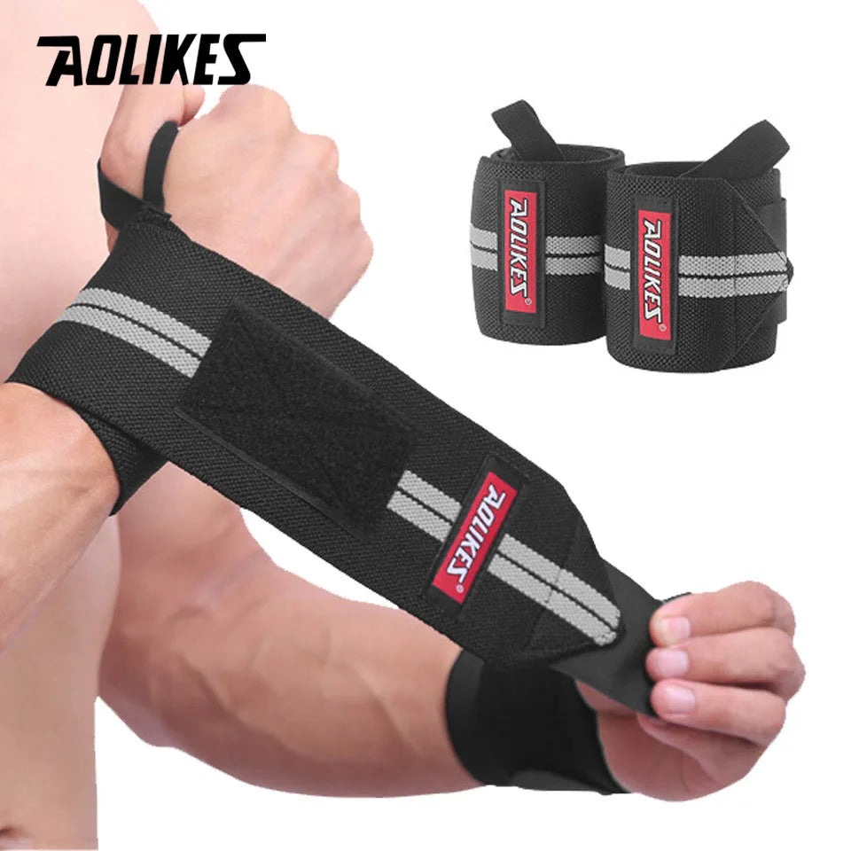PowerLock Wrist Wraps by AOLIKES – Heavy-Duty Wrist Support with Thumb Loop for Lifting & Strength Training (1 Pair)