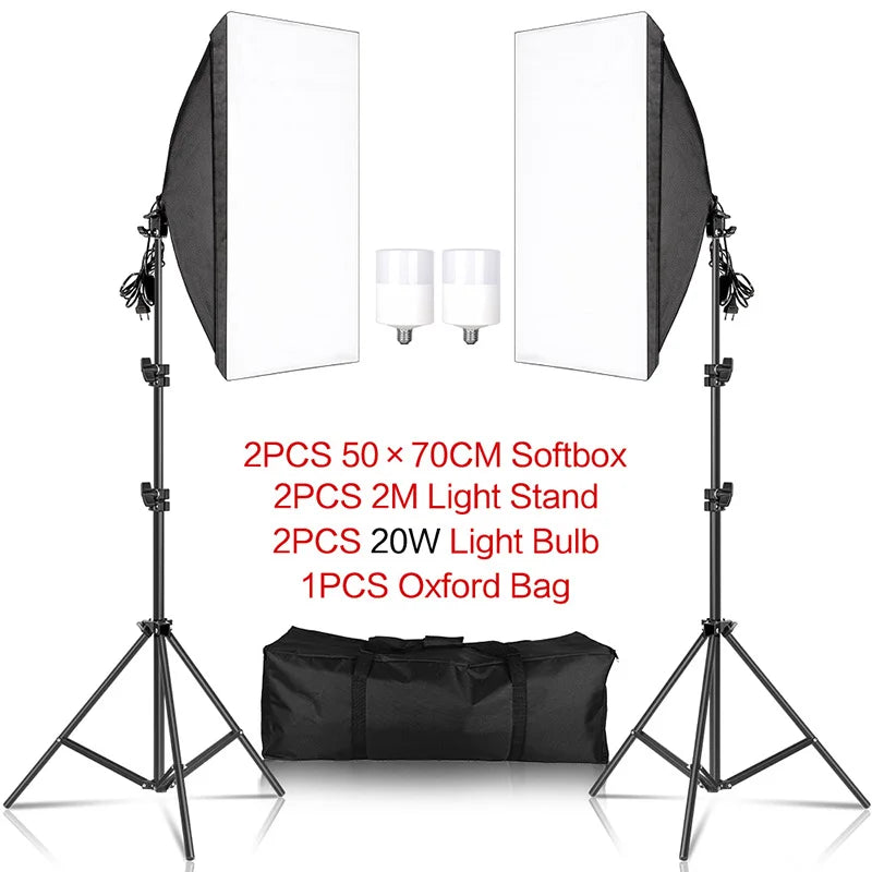 BrightBloom™ - Tri-Color Softbox Studio Lights 20w/30w/40w