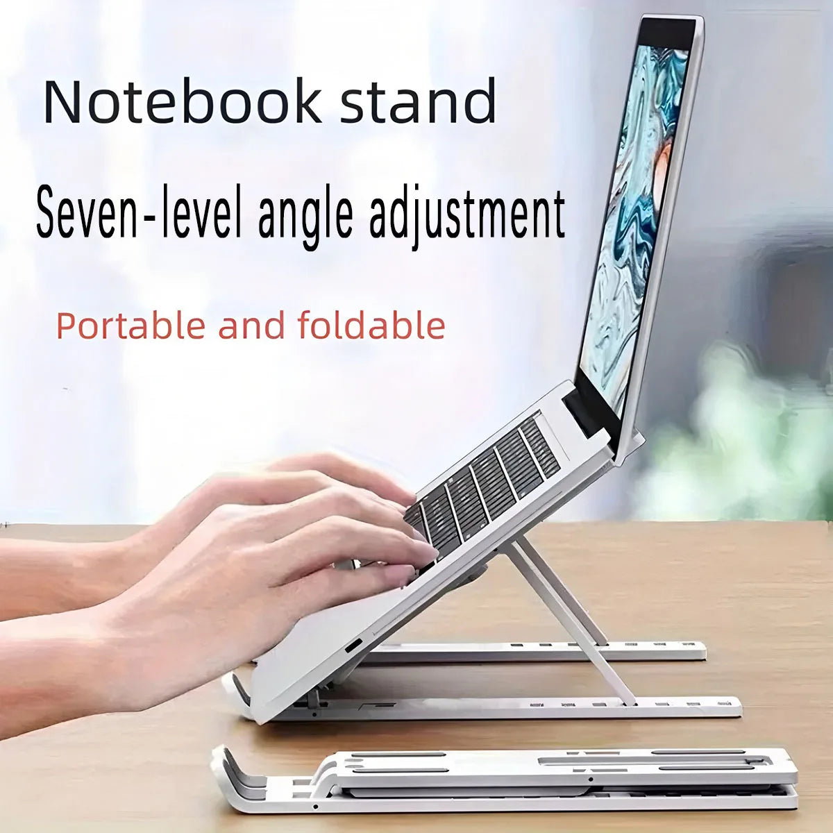 Folding Portable Laptop Stand with 7 Height Settings & Ventilation Support