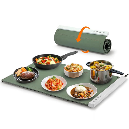HeatMate™ Rollable Food Warming Mat – Adjustable Temperature Buffet Warmer for Parties, Sabbath & Hosting