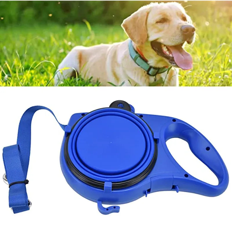 4-in-1 Pet Leash For Walking – Water, Bowl & Waste Bag Ready