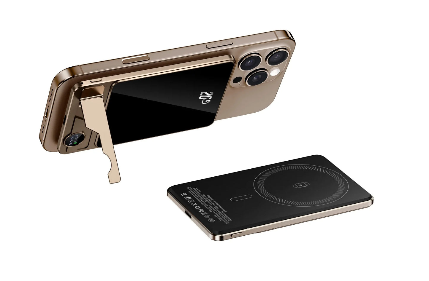 BoostBae™ Wireless Magnetic Portable Power Bank - 15W With Phone Holder LED Display