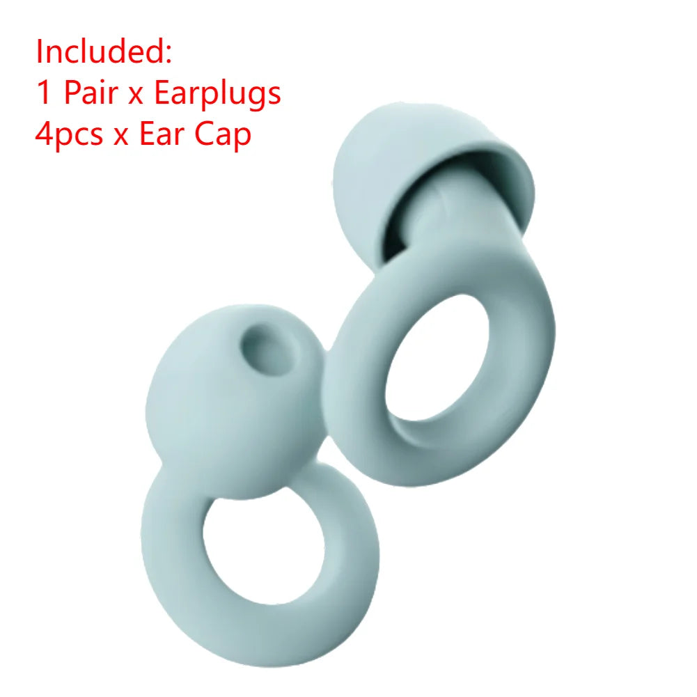 Reusable Noise-Canceling Ear Plugs – Waterproof Silicone Earplugs for Sleeping, Travel, Swimming & Noise Reduction (1 Pair)