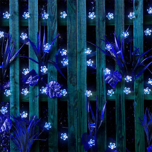 TwilightFlorals™ Solar Flower String Lights – Waterproof Fairy Garland Lights for Outdoor Garden, Patio, or Balcony Décor