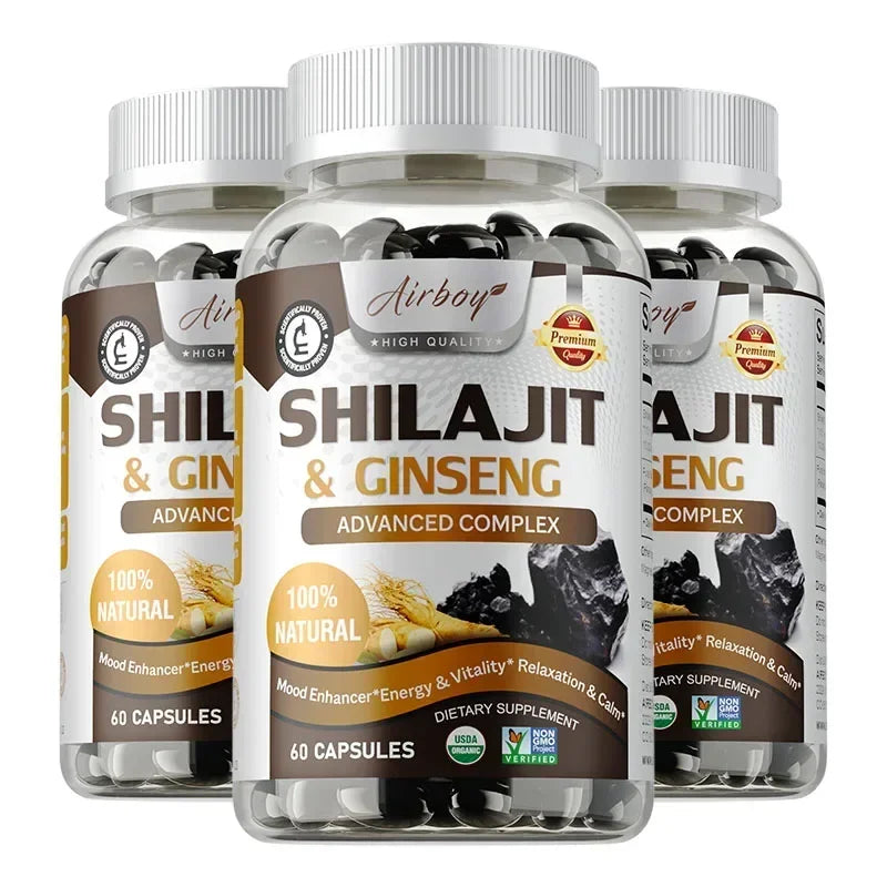 Shilajit & Ginseng Supplements - Enhance Nutrient Absorption and Promote Detoxificatione Endurance, Muscle Growth
