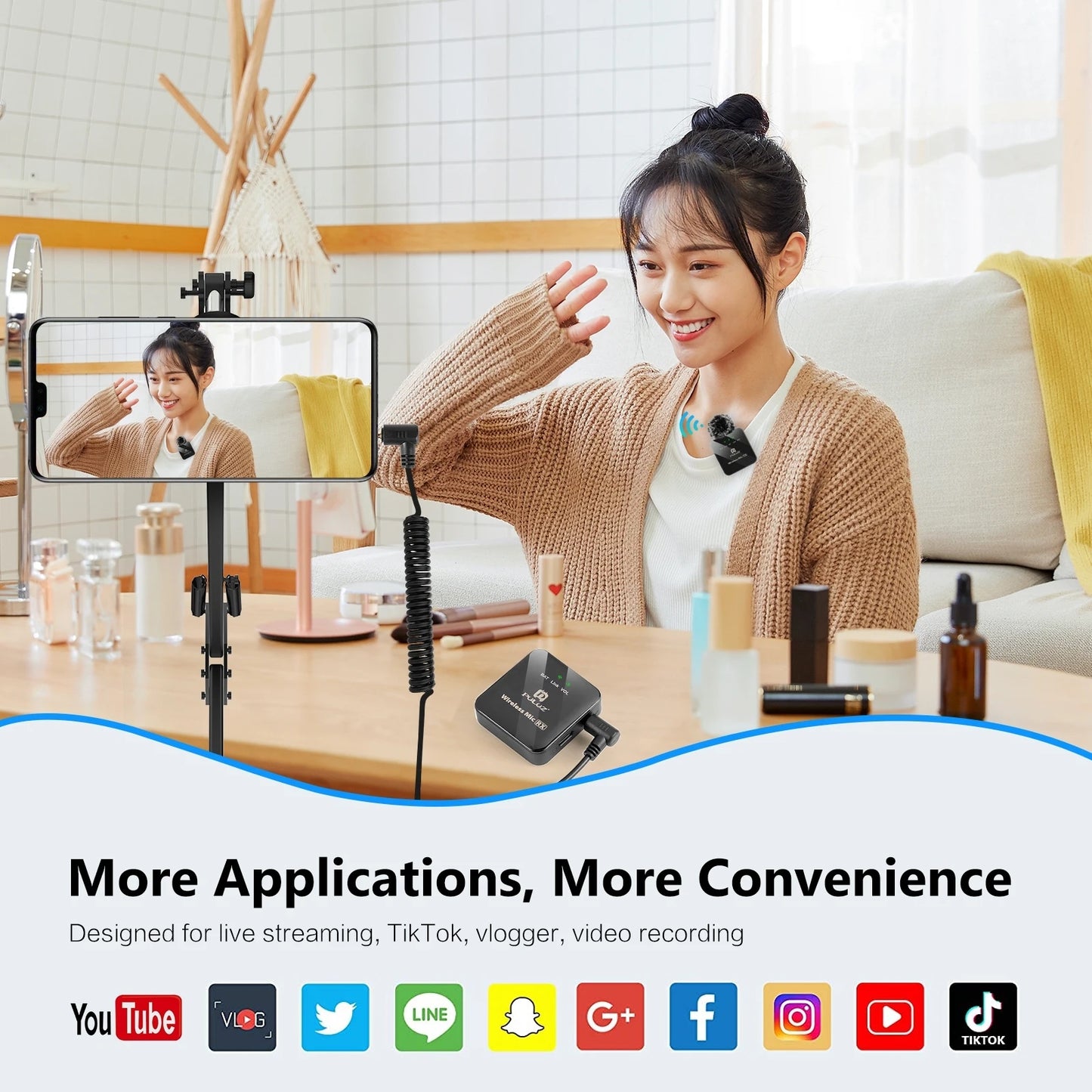 PULUZ Wireless Lavalier Mic โ Clip-On Microphone (iPhone/Android/DSLR Compatible)