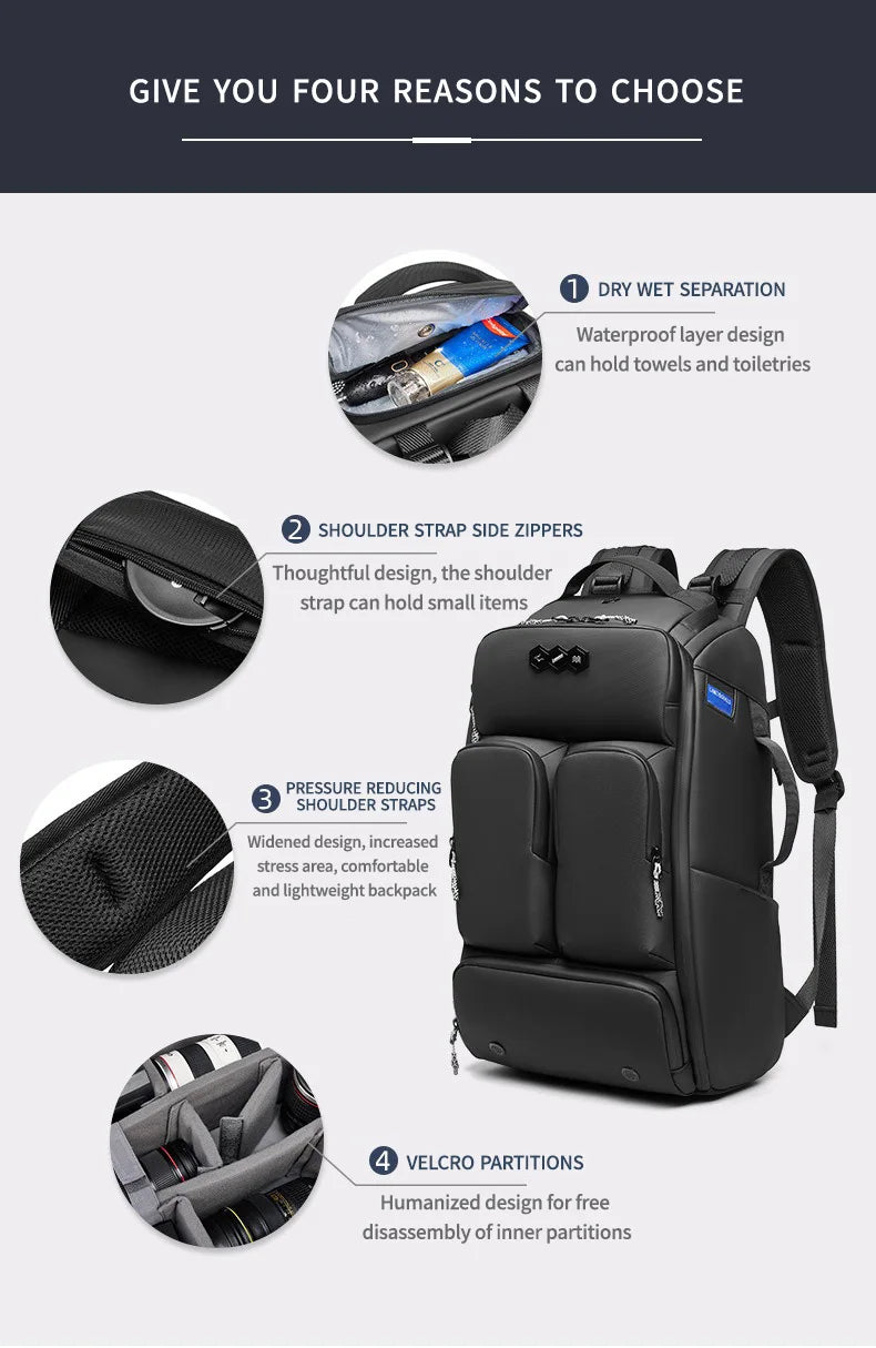 CaptureCore⢠Waterproof Photo Pack - Large Capacity Waterproof Camera Backpack for Photography