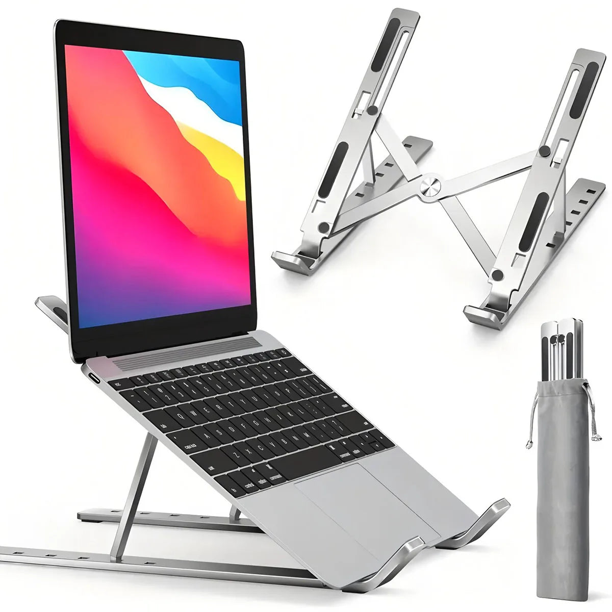 Folding Portable Laptop Stand with 7 Height Settings & Ventilation Support