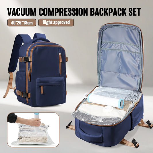 Travel Vacuum Compression Bags with Hand Pump – Carry-On Approved (40x30x20cm)