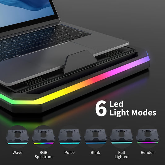 GlowLift Duo™ RGB Laptop Stand — w/ Dual Phone Holders & Adjustable Height