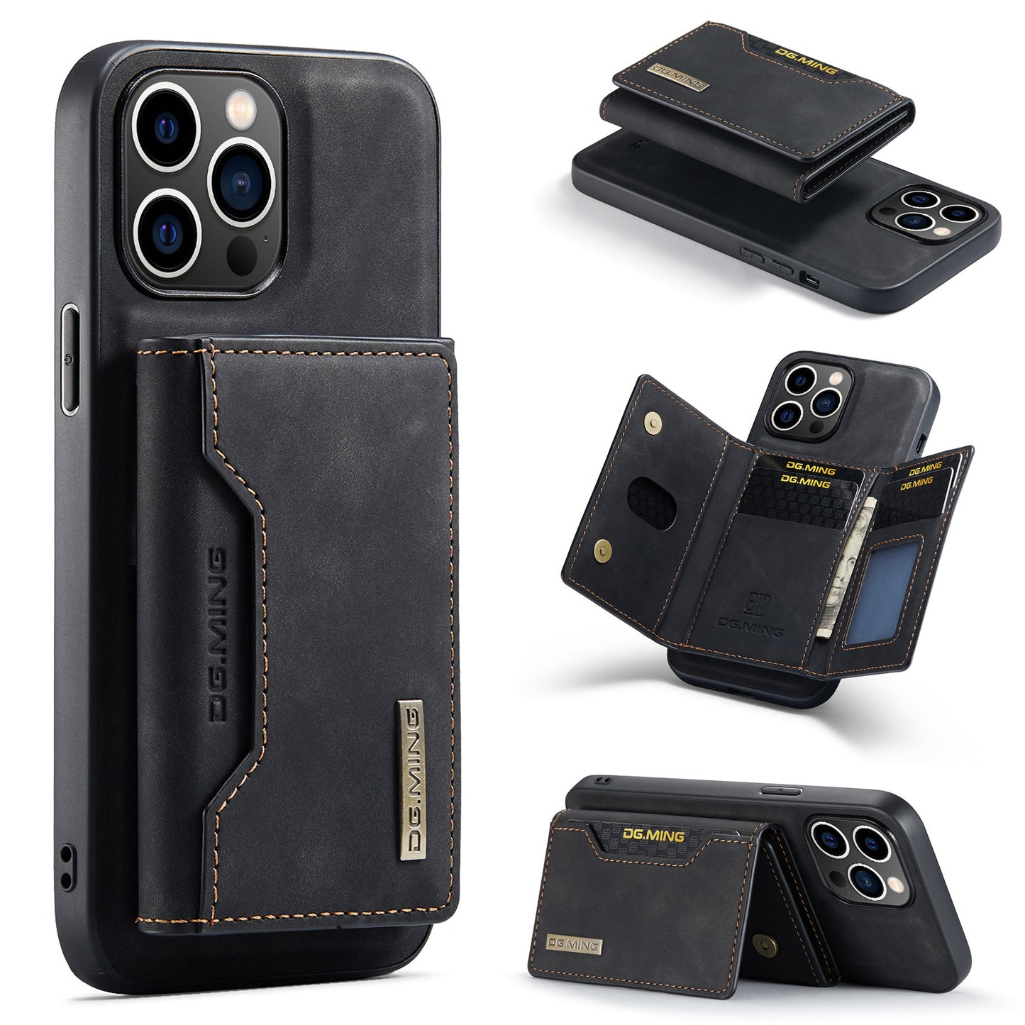 SnapLux™ Magnetic Leather Wallet Case – Detachable Card Holder Split Cover for Everyday Carry