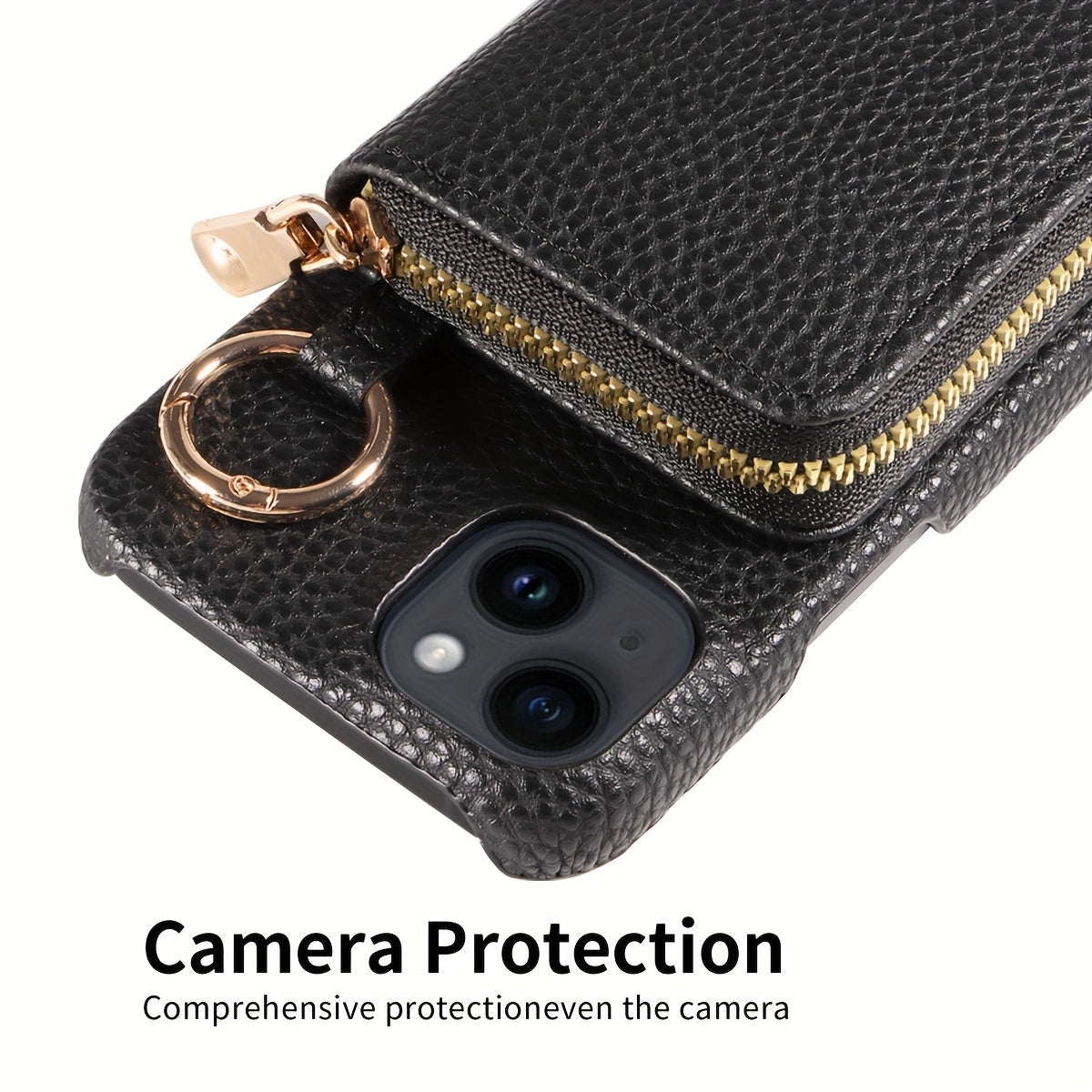 LuxeZip™ Leather Phone Case – Zipper Wallet, Card Holder & Lanyard Strap for iPhone (Anti-Drop, On-the-Go Chic)