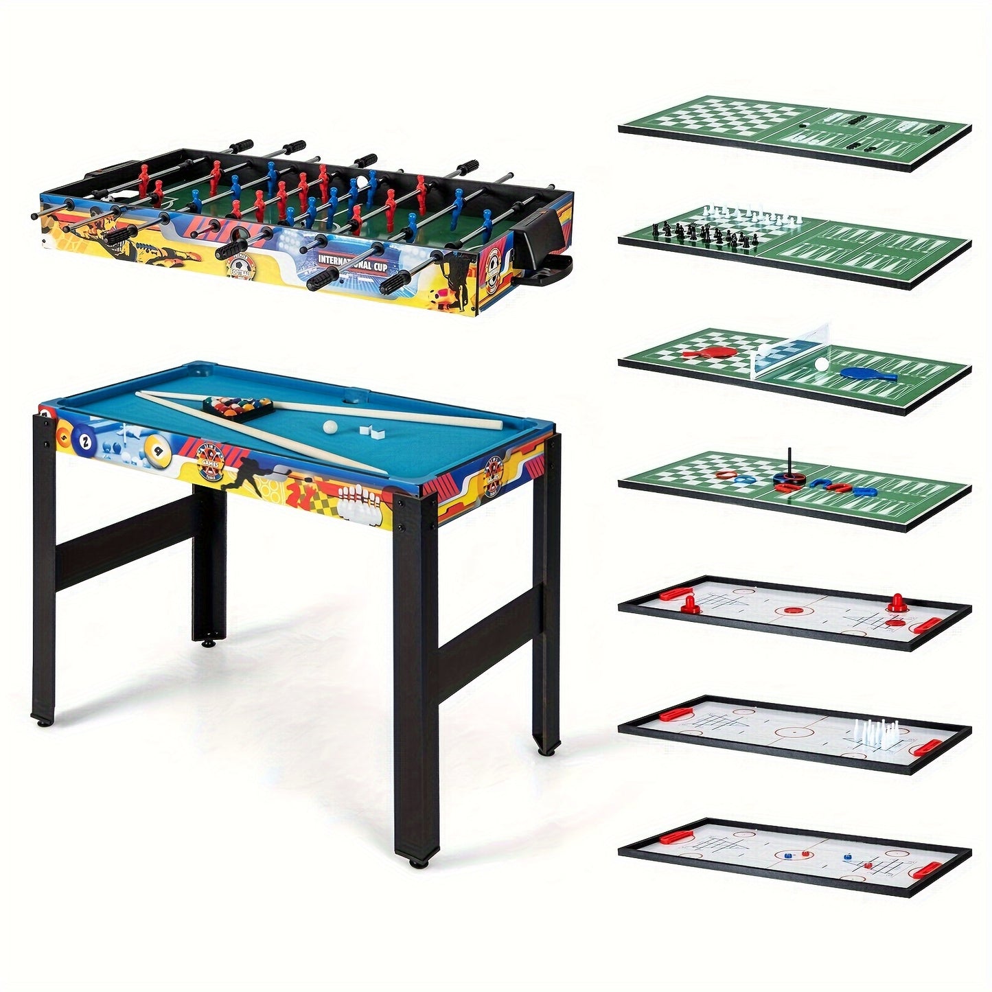 GameHub™ 12-in-1 Ultimate Table Set – Versatile Combo with Foosball, Air Hockey, Pool, Ping Pong & More