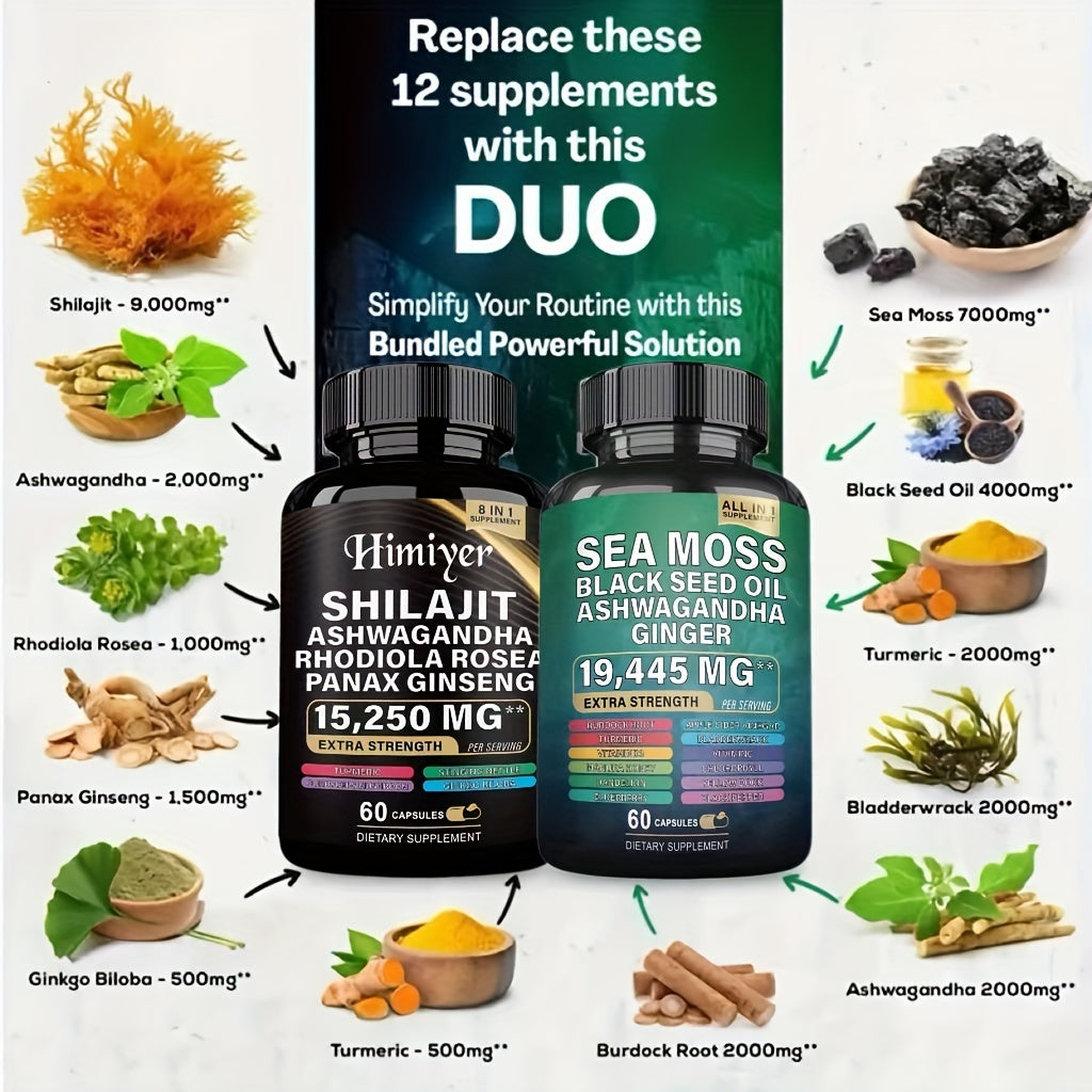 Sea Moss & Shilajit Supplement Bundle - boost your energy, enhance mental clarity, and promote overall well-being