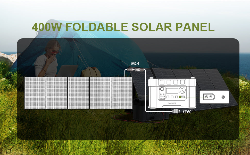 ALLPOWERS Foldable Solar Panel 400W / 2X400W Solar Charger with Solar Output Power Station