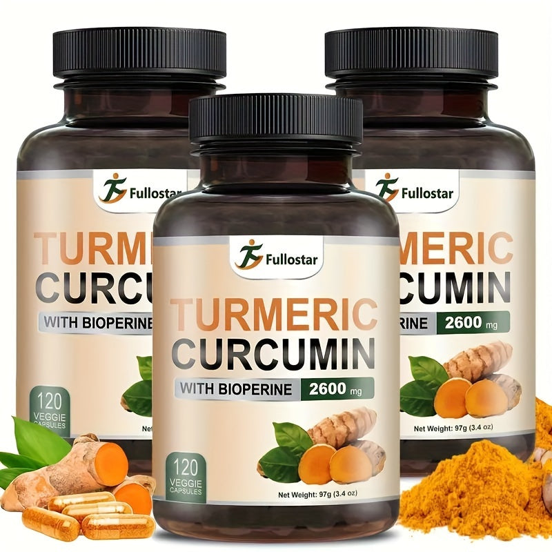 120 High-Quality Turmeric Supplements - 95% Curcumin Extract, Bio Dried Tangerine Peel, Black Pepper for Enhanced Absorption, Maximum Strength Formula and Optimal Bioavailability for a Healthy Lifes