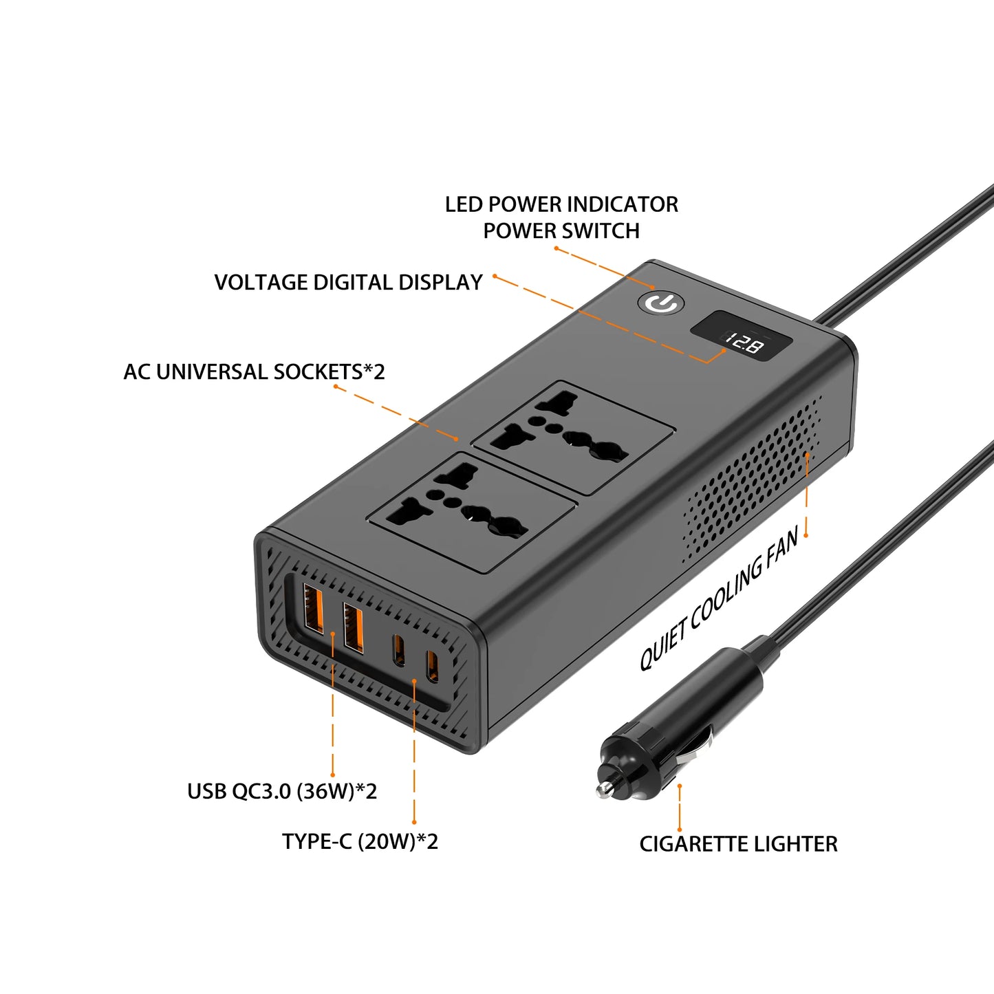PowerPort Pro™ 12V to 110V/220V Converter