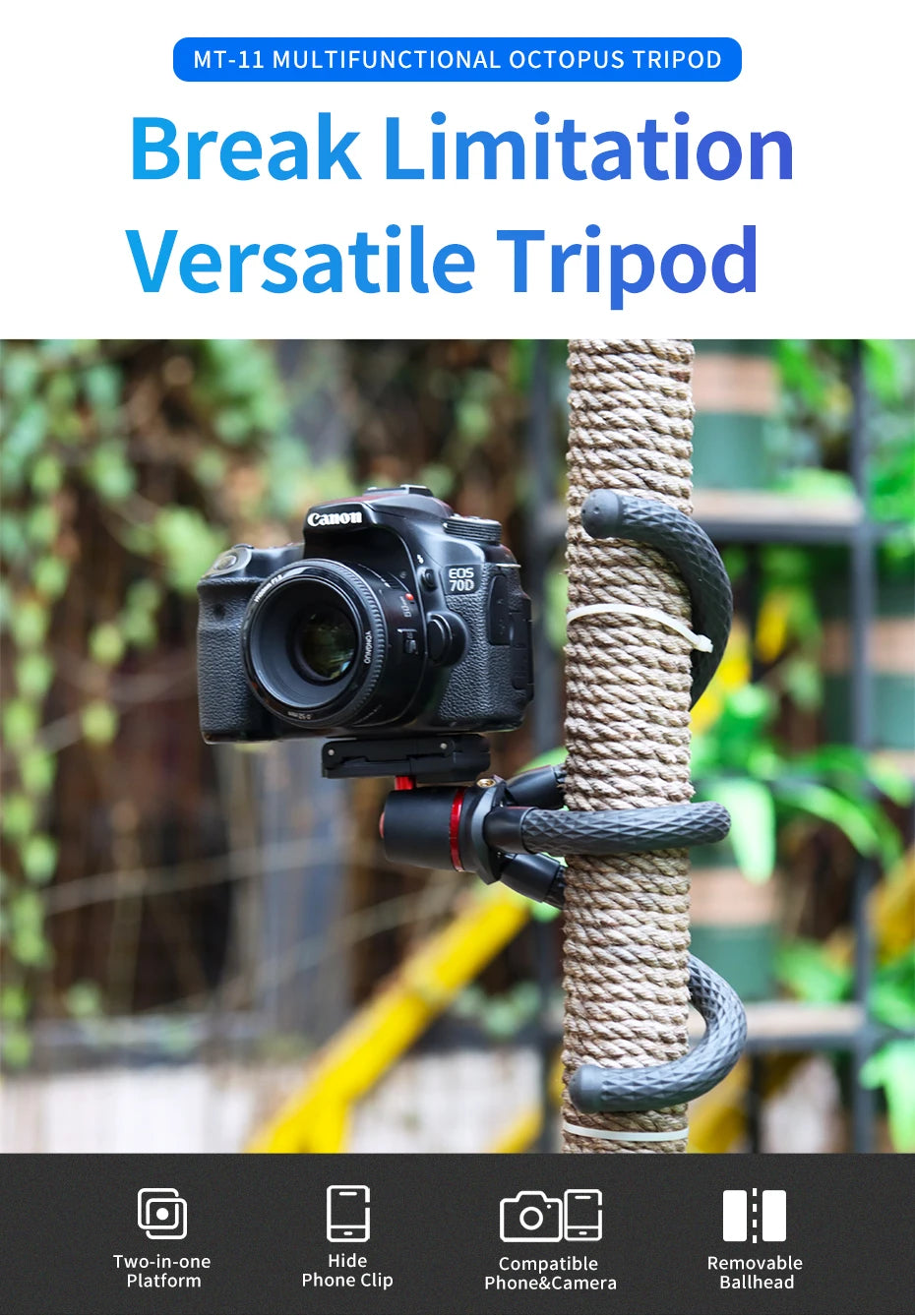 Flexible Octopus Tripod – Universal Camera & Smartphone Stand