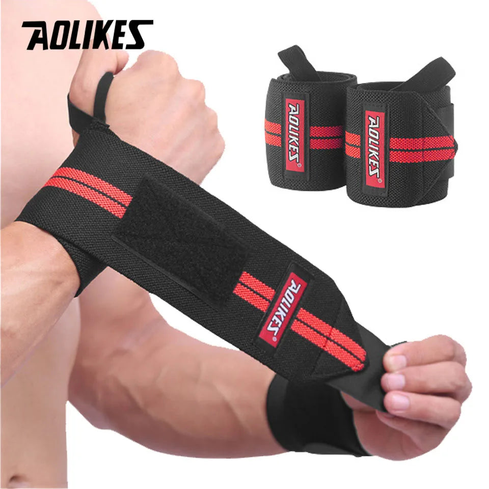 PowerLock Wrist Wraps by AOLIKES – Heavy-Duty Wrist Support with Thumb Loop for Lifting & Strength Training (1 Pair)