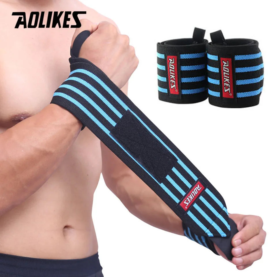 PowerLock Wrist Wraps by AOLIKES – Heavy-Duty Wrist Support with Thumb Loop for Lifting & Strength Training (1 Pair)