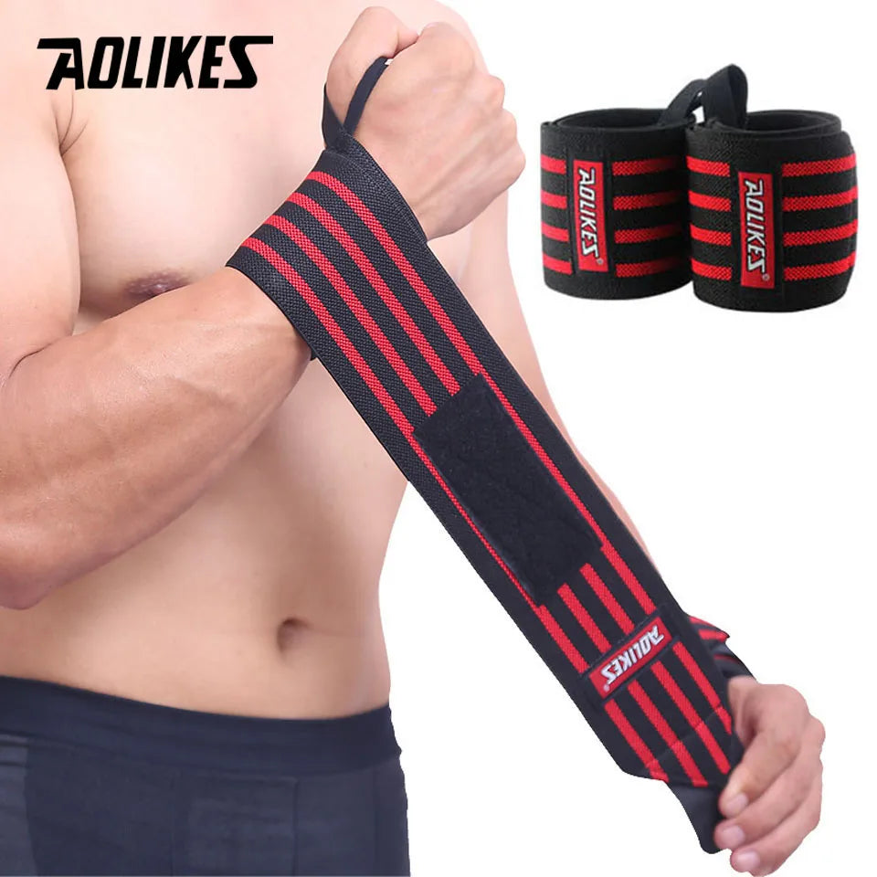 PowerLock Wrist Wraps by AOLIKES – Heavy-Duty Wrist Support with Thumb Loop for Lifting & Strength Training (1 Pair)
