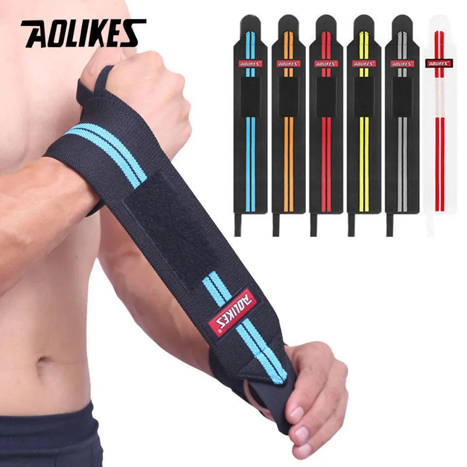 PowerLock Wrist Wraps by AOLIKES – Heavy-Duty Wrist Support with Thumb Loop for Lifting & Strength Training (1 Pair)