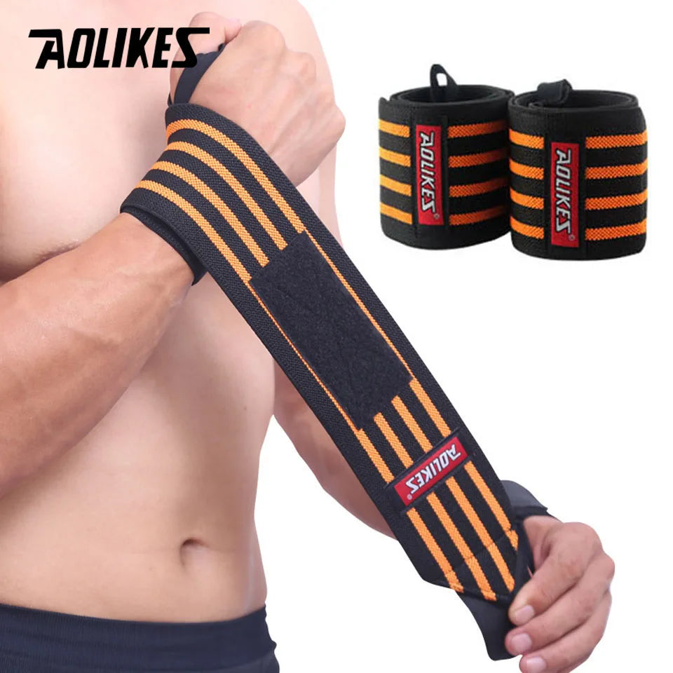PowerLock Wrist Wraps by AOLIKES – Heavy-Duty Wrist Support with Thumb Loop for Lifting & Strength Training (1 Pair)