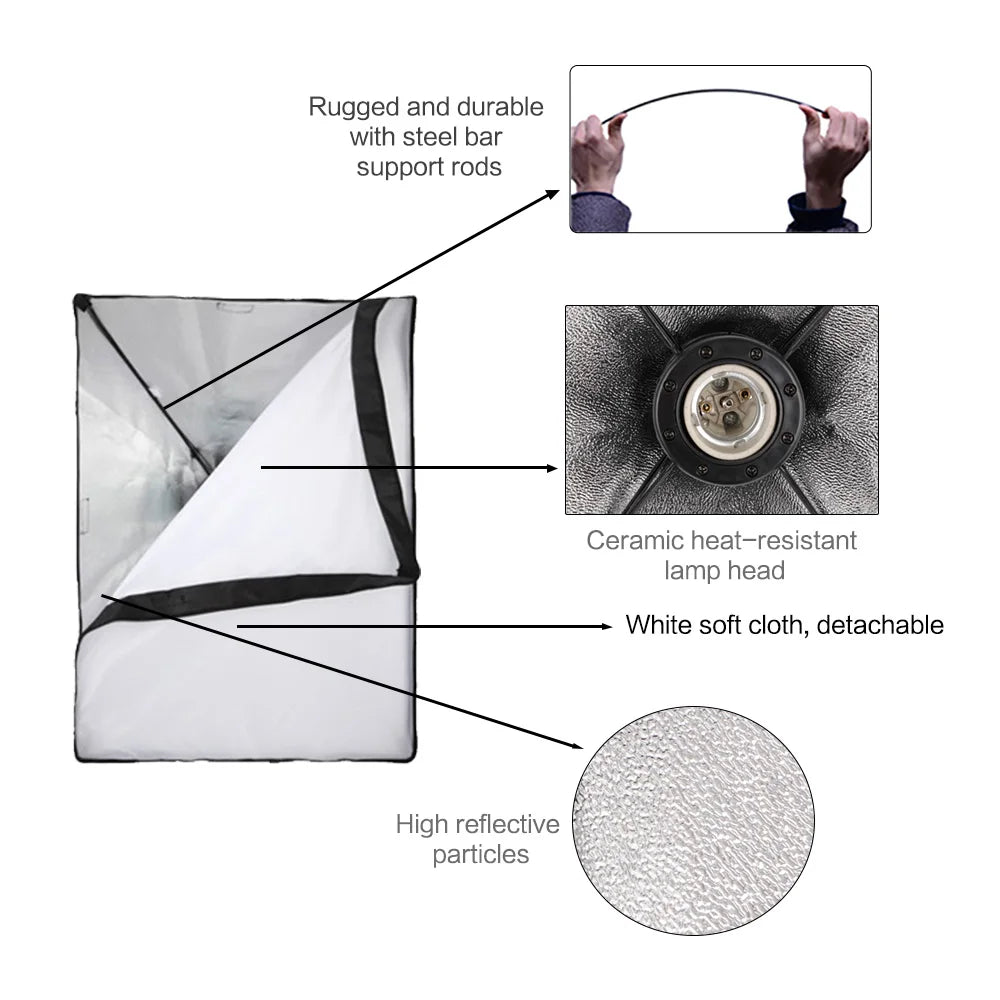 BrightBloom™ - Tri-Color Softbox Studio Lights 20w/30w/40w