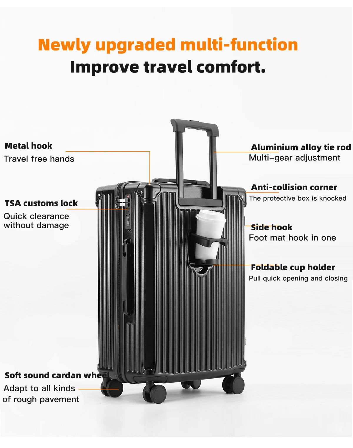 SUSHIMU™ AeroEdge Luggage Carry-On Travel Suitcase Men - 20", 24", 26"