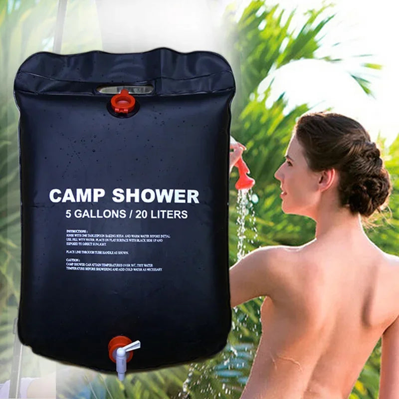 SunSoak™ 20L Solar Camp Shower – Portable Heated Outdoor Shower Bag for Travel, Hiking & Camping