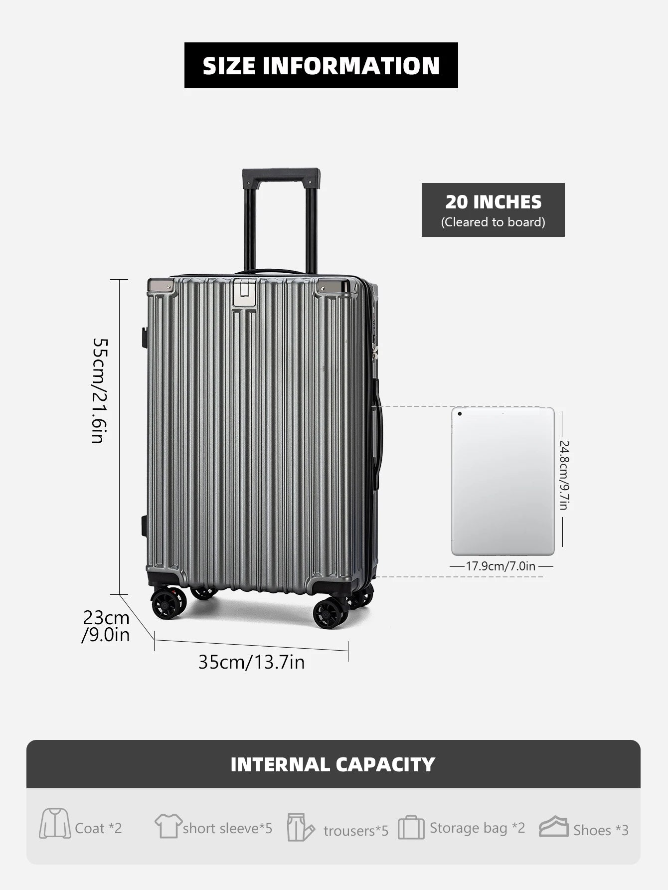 VintageVoyage™ Roller Suitcase 4 Piece Set - 14", 20", 24", and 28" sizes