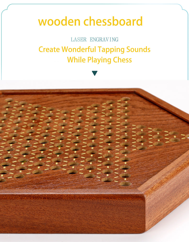 Solid Wood Checkers Set - Agate Marble Checkers - Glass Ball Pachisi