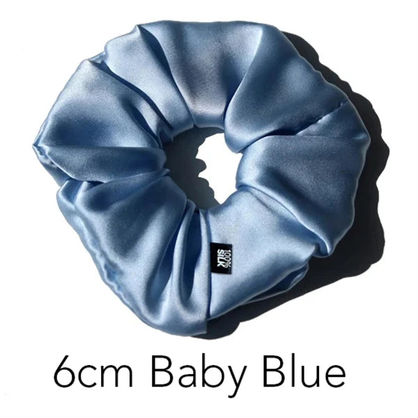 100% Mulberry Silk Oversized Scrunchies – XL Soft Hair Ties for Women & Girls, Gentle Elastic Ponytail Holders