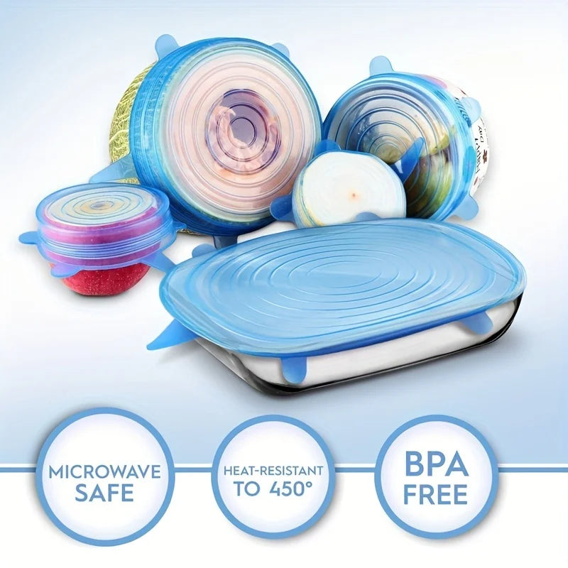 Multi-Size Reusable Silicone Stretch Lids – Keep Food Fresh Longer
