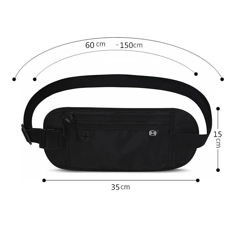 RFID-Blocking Waterproof Travel Waist Bag – Outdoor Fanny Pack & Passport Holder