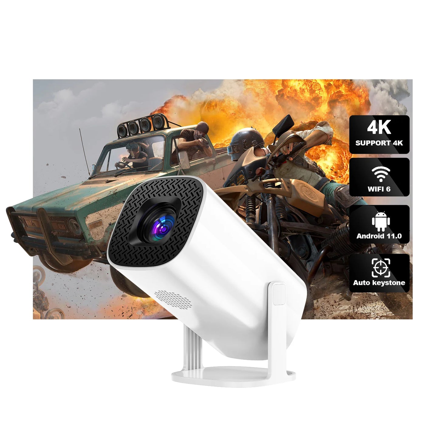 P30 Portable Home Cinema Projector – 4K Support, Android 11, WiFi 6