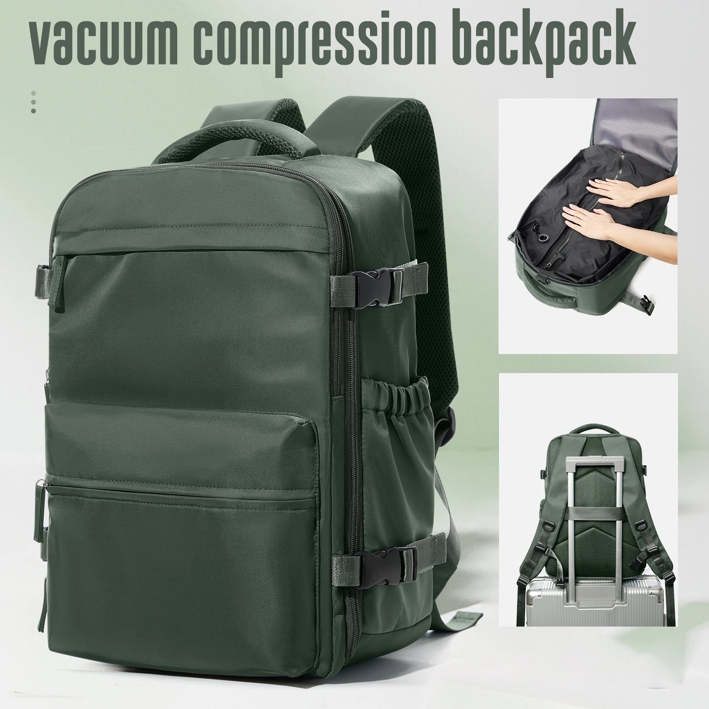 AirPack™ 30L Compression Travel Backpack – Sleek Business & Outdoor Laptop Carry with Expandable Vacuum Storage