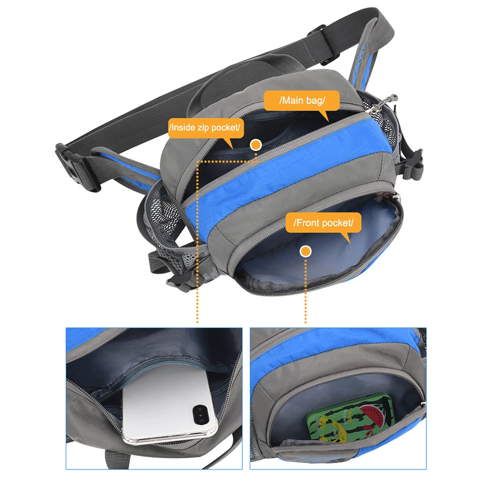 HydroStride™ Waterproof Running Belt with Bottle Holder – Lightweight Fanny Pack for Jogging, Hiking & Cycling