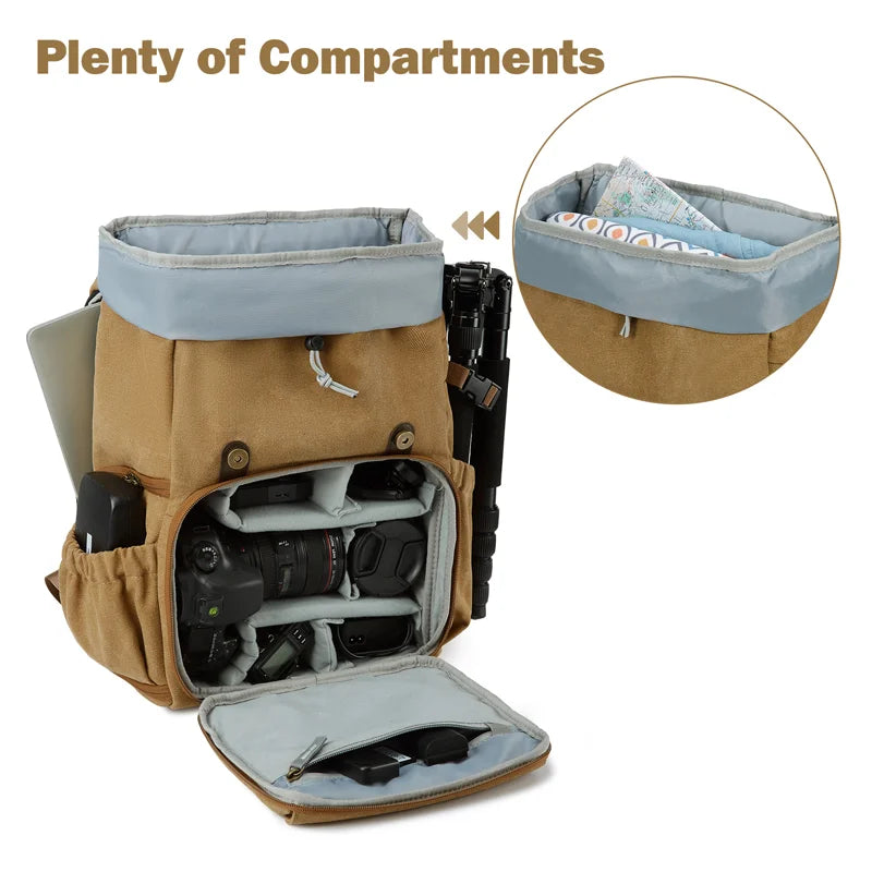 BAGSMART CreatorPro Camera Backpack – Stylish Waterproof DSLR Bag with Tripod Strap & 15” Laptop Sleeve