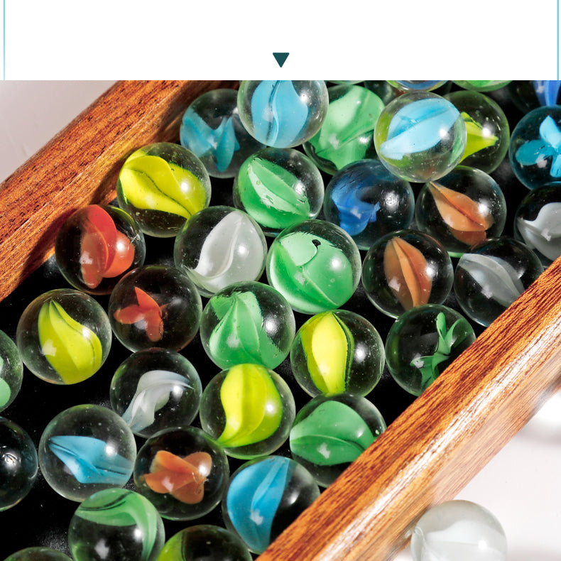 Solid Wood Checkers Set - Agate Marble Checkers - Glass Ball Pachisi