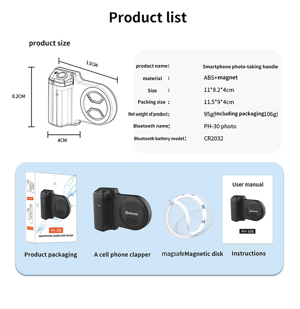 VlogPro Snap Handle – Magnetic Selfie Grip with Wireless Remote