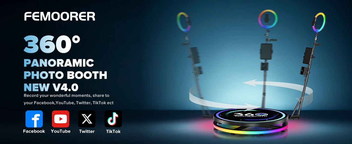 SpinStar™ 360 Photo Booth – APP & Remote Controlled Video Booth with RGB Ring Light for Events, Parties & Content Creation