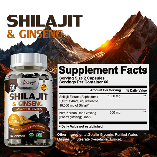Shilajit & Ginseng Supplements - Enhance Nutrient Absorption and Promote Detoxificatione Endurance, Muscle Growth