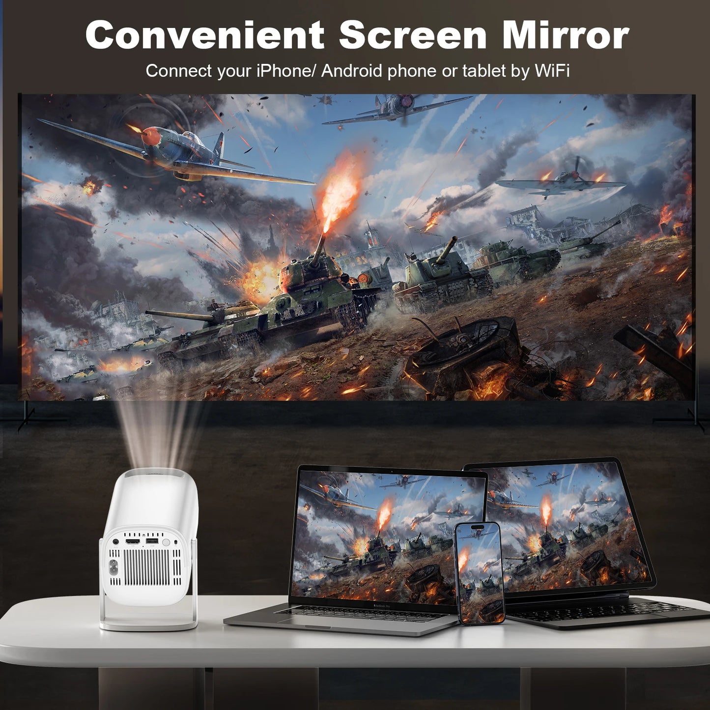P30 Portable Home Cinema Projector – 4K Support, Android 11, WiFi 6