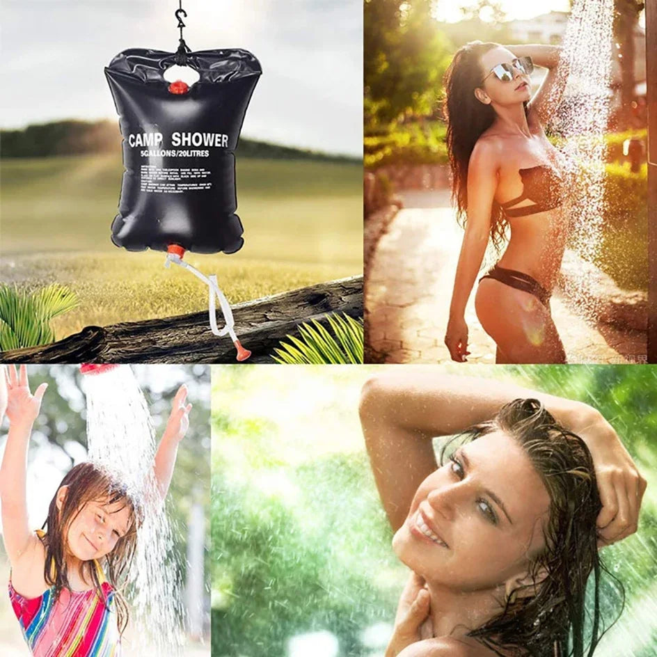 SunSoak™ 20L Solar Camp Shower – Portable Heated Outdoor Shower Bag for Travel, Hiking & Camping