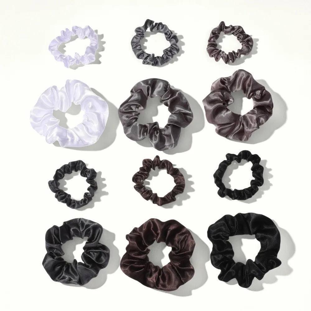 12pcs/lot scrunchies for Hair Elastic Scrunchy Women Small Large Mix Satin No crease Ponytail Cute Headwear Holder