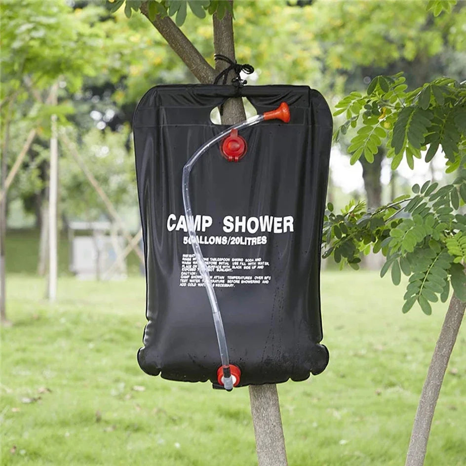 SunSoak™ 20L Solar Camp Shower – Portable Heated Outdoor Shower Bag for Travel, Hiking & Camping