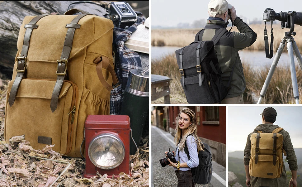 BAGSMART CreatorPro Camera Backpack – Stylish Waterproof DSLR Bag with Tripod Strap & 15” Laptop Sleeve