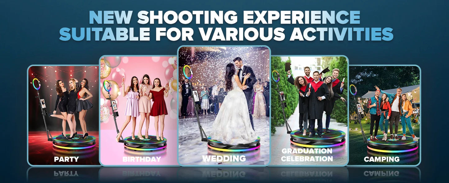 SpinStar™ 360 Photo Booth – APP & Remote Controlled Video Booth with RGB Ring Light for Events, Parties & Content Creation