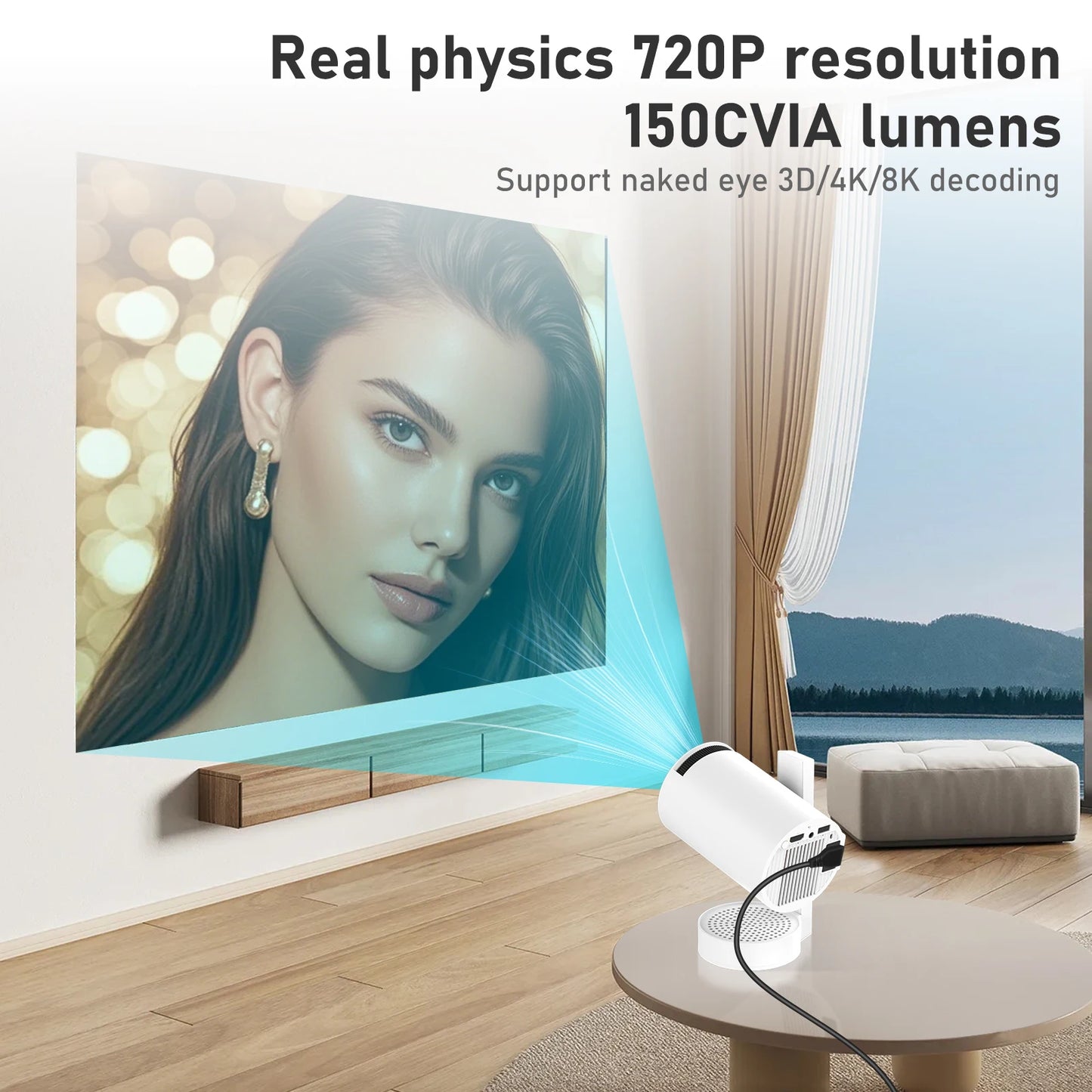 FlexView Smart Mini Projector – 270° Adjustable, WiFi, Bluetooth, Android 13, 720P HD